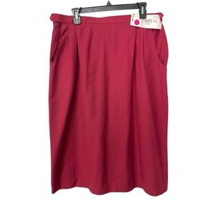 Vintage New Southern Lady Womens Size 18 Maroon A-line Skirt Pockets Business